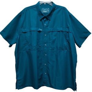 GameGuard 3XL Men’s Short-Sleeve Button-Down Shirt in Teal Blue.Summer,Fishing